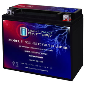 Mighty Max Battery front view showing compact sealed design and ready-to-install benefit