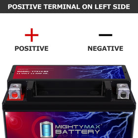Mighty Max Battery side view with ruler displaying dimensions for fit confirmation