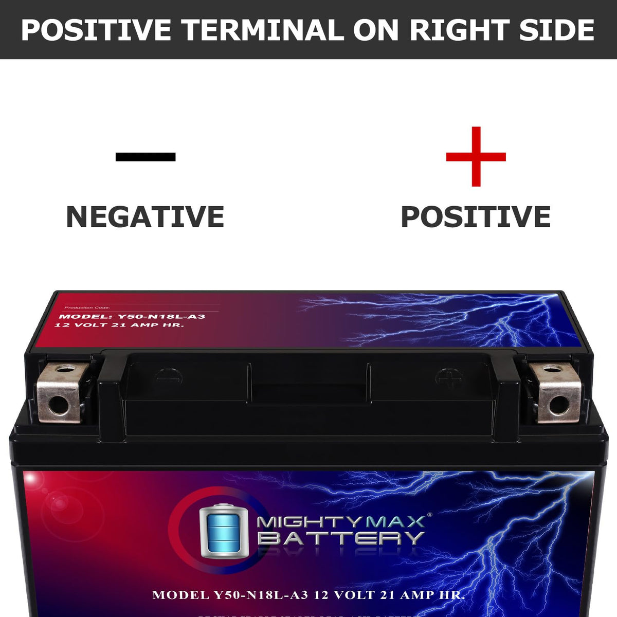 Mighty Max Battery side view with dimensions indicated for accurate fit benefit