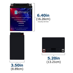 Mighty Max Battery dimensions and scale with measurement labels for fitment