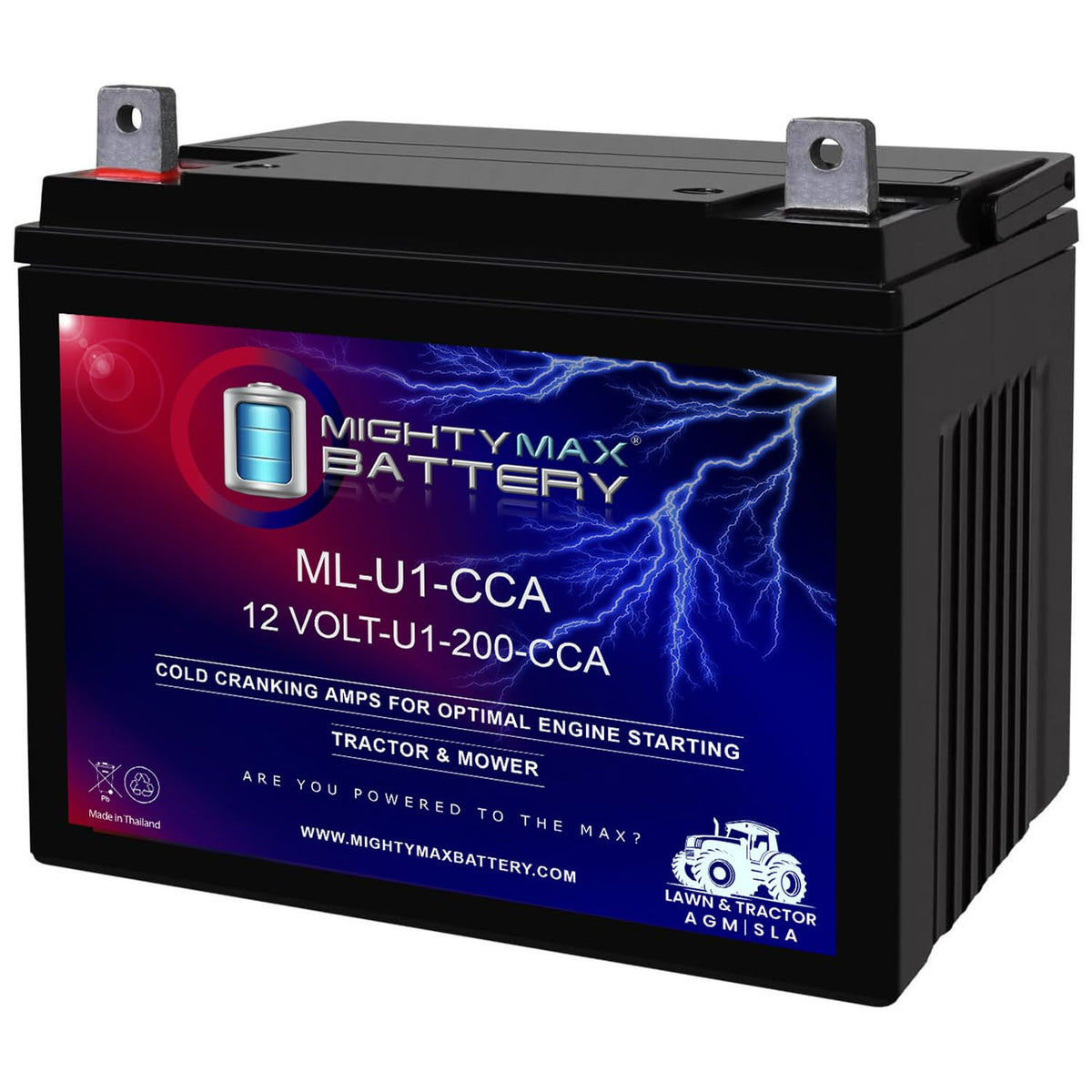 Mighty Max ML-U1 front view showing compact sealed battery and reliable design