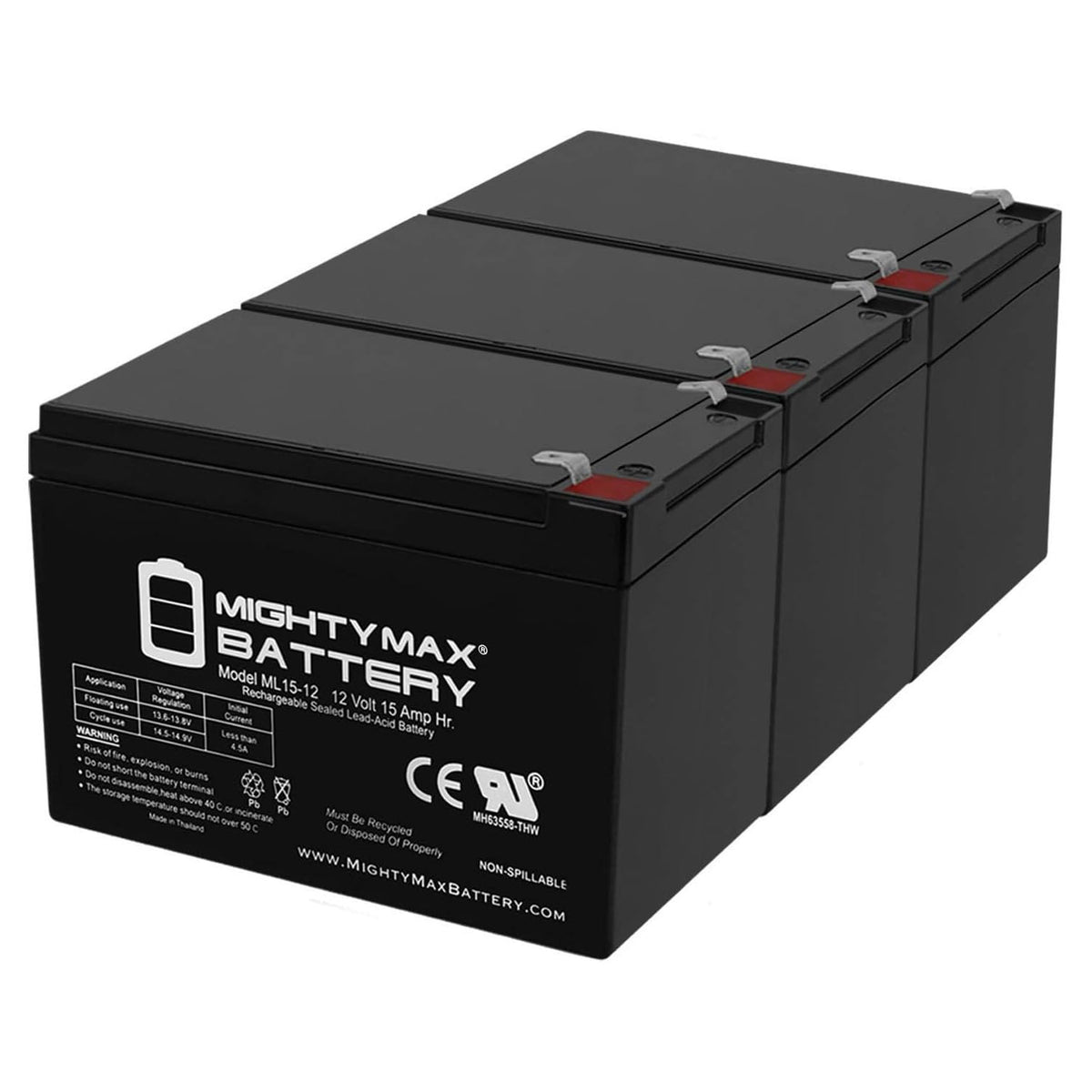 Mighty Max Battery front view showing compact sealed design and model