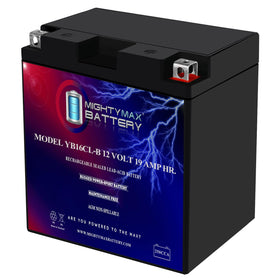 Mighty Max Battery front view showing compact housing and ready-to-install benefit