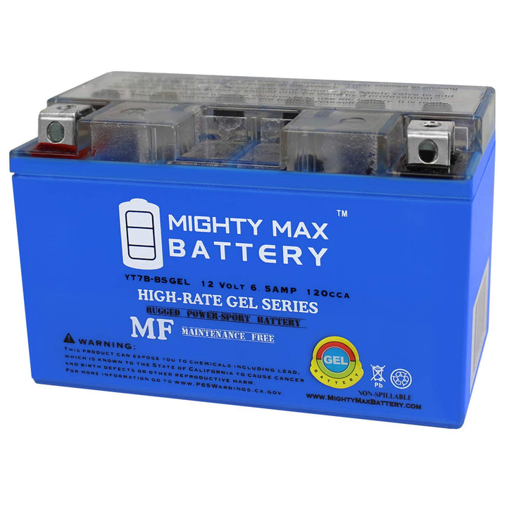 Mighty Max YT7B-BS front view showing compact rugged case and terminals for reliable starts