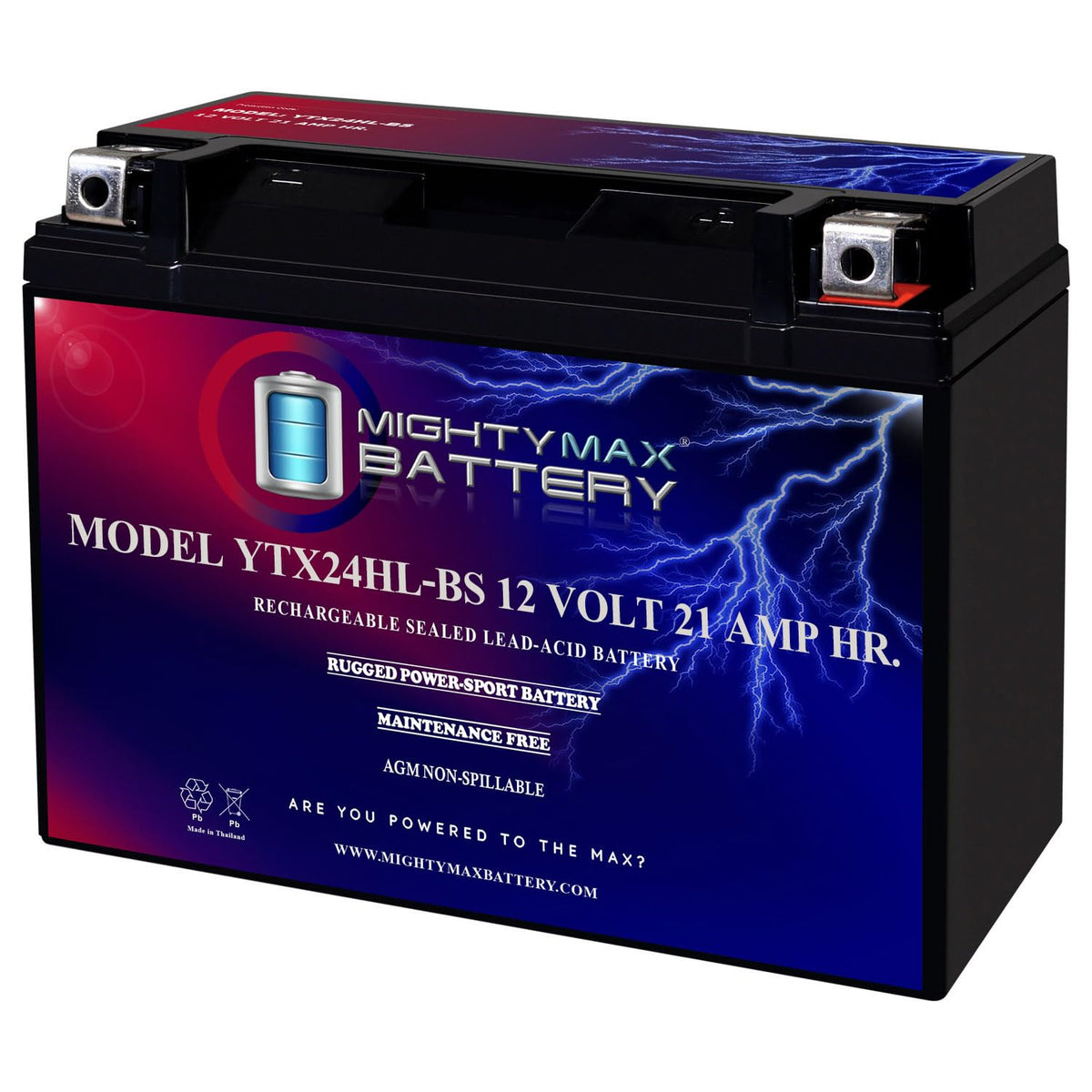 Mighty Max Battery front view showing compact sealed housing for easy install