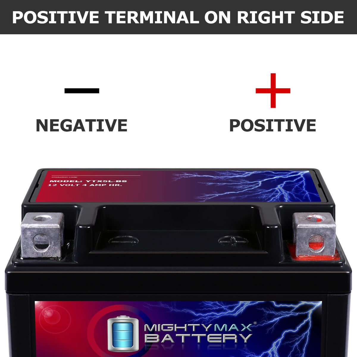 Mighty Max Battery side view highlighting dimensions for fitment reassurance