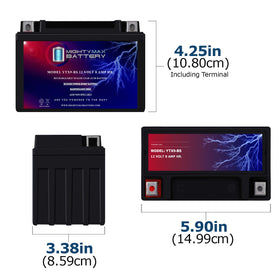 Mighty Max Battery top terminals close-up with clear positive and negative markings for easy hookup