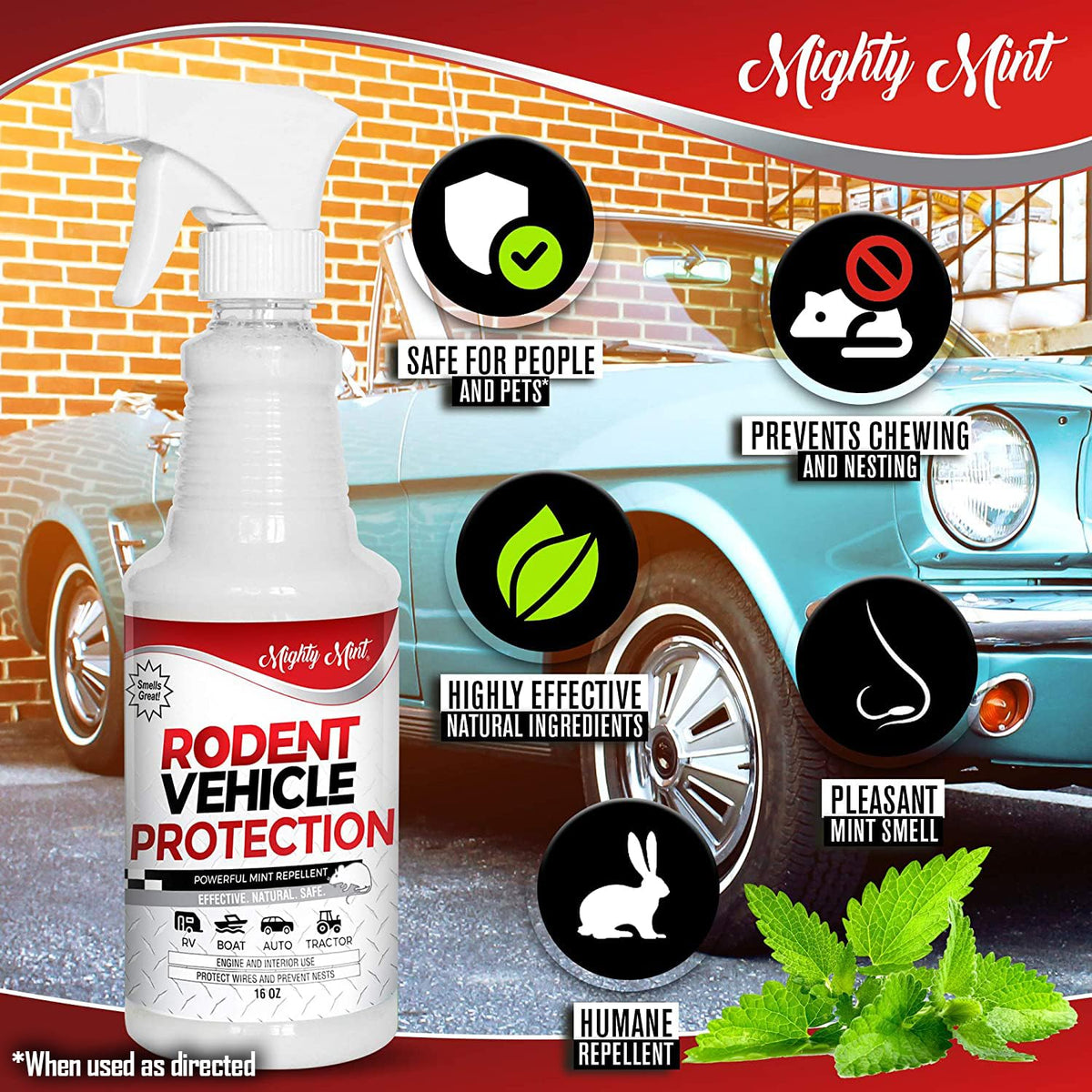 Mighty Mint spray bottle close-up highlighting easy-target nozzle