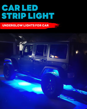 Miisiya strip under car creating bright blue ambient glow