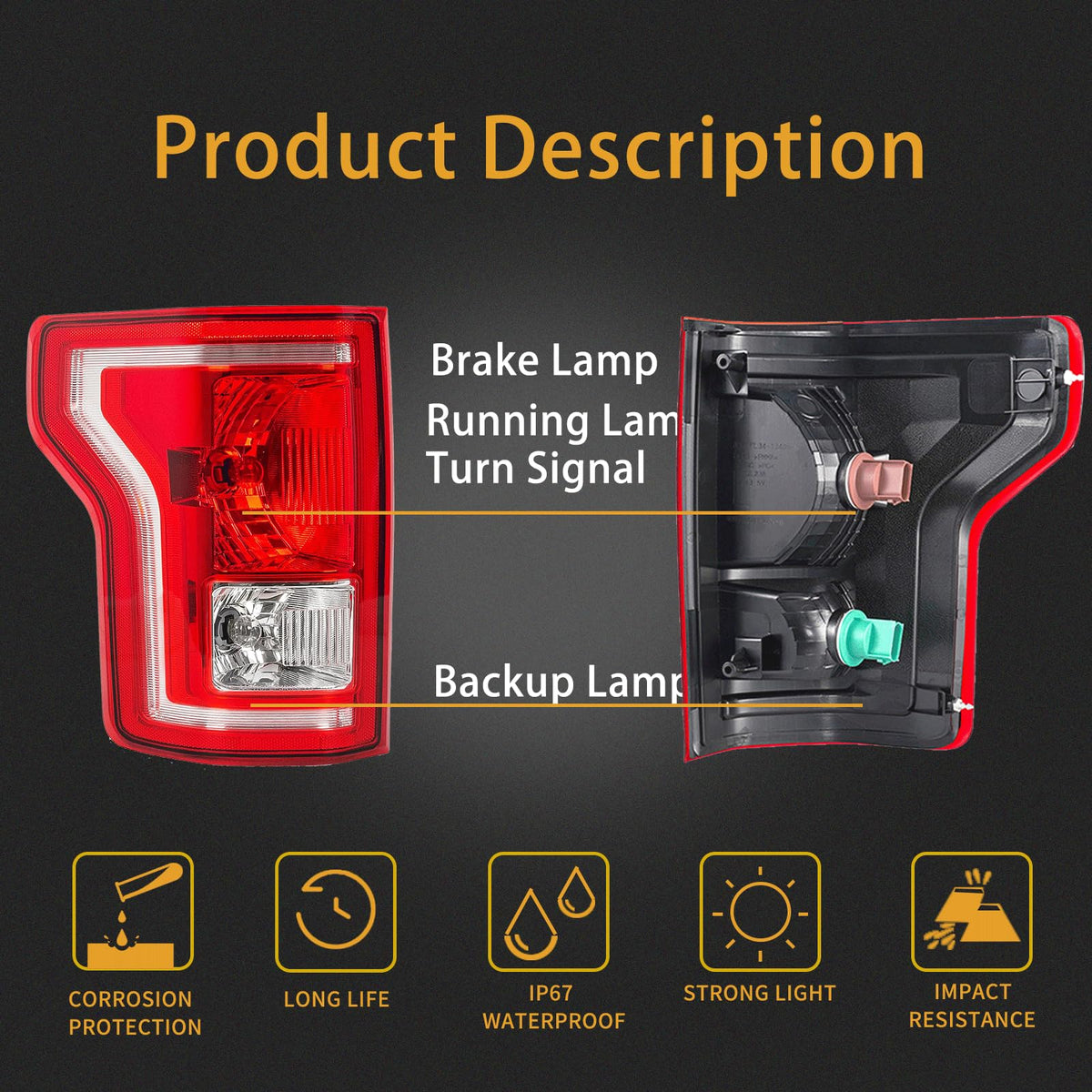 MiKaFex close-up of clear red lens showing durable material and bright visibility benefits