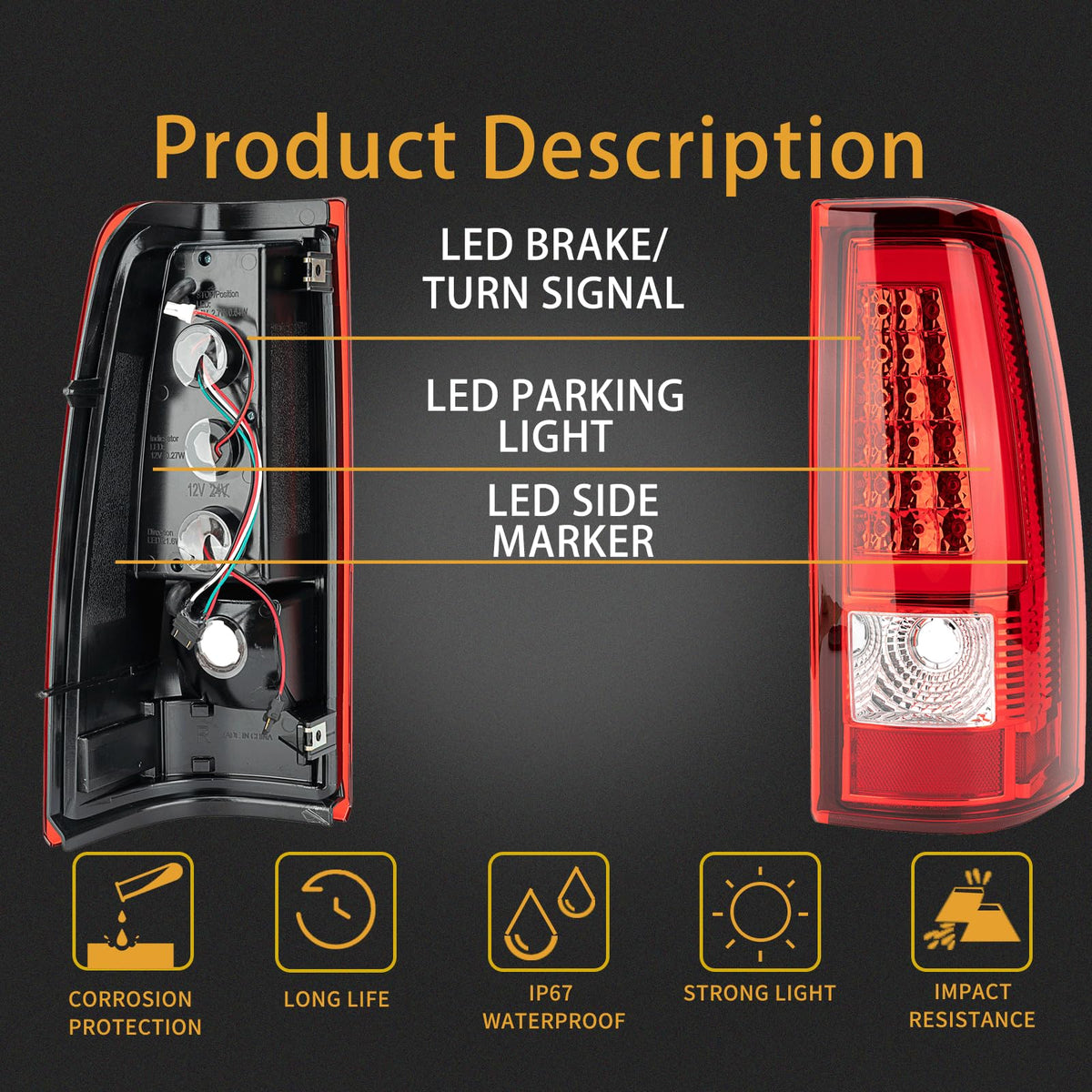 MiKaFex close-up of clear red lens highlighting durable ABS material and UV resistance