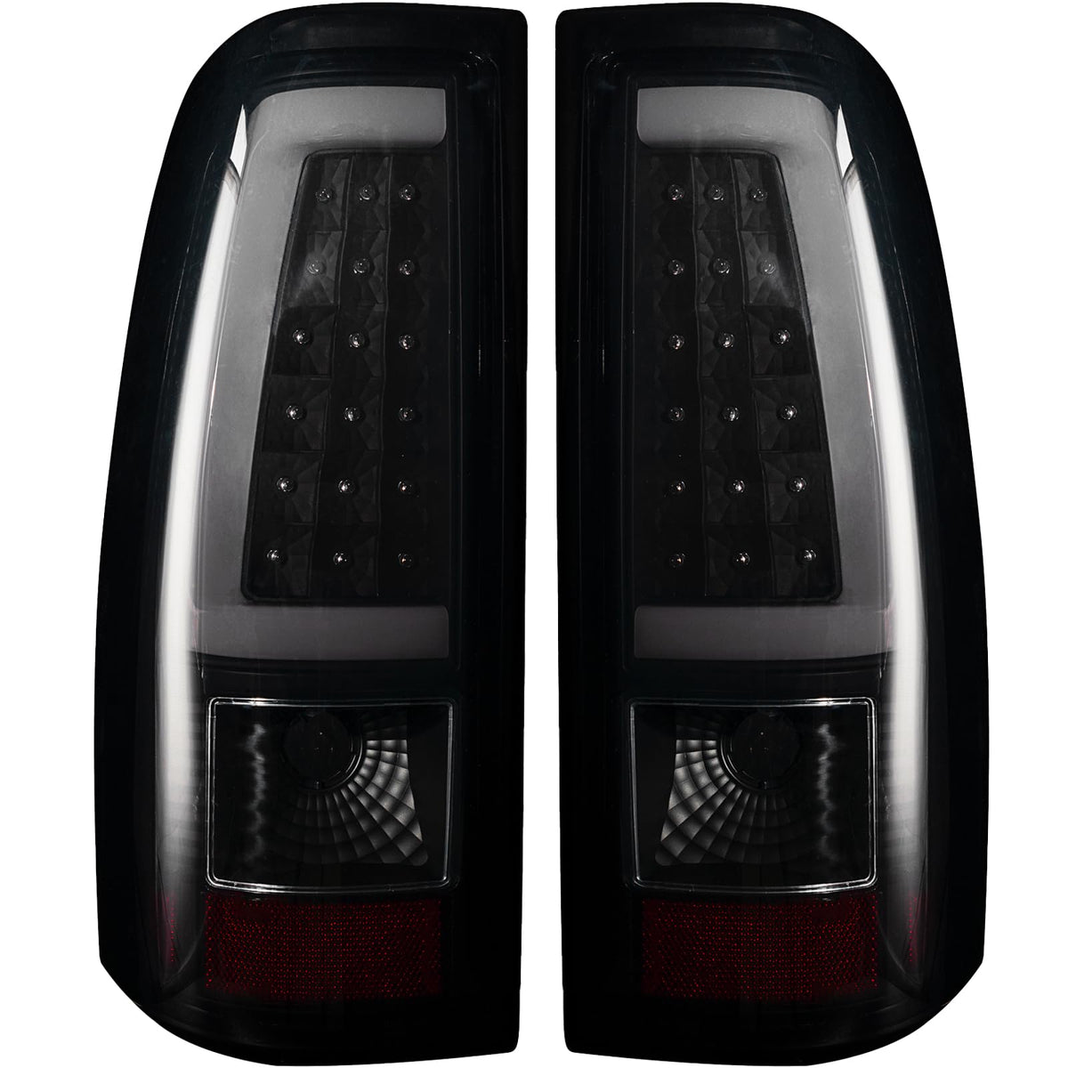 MiKaFex tail light front view showing sleek black lens and LED layout for improved visibility
