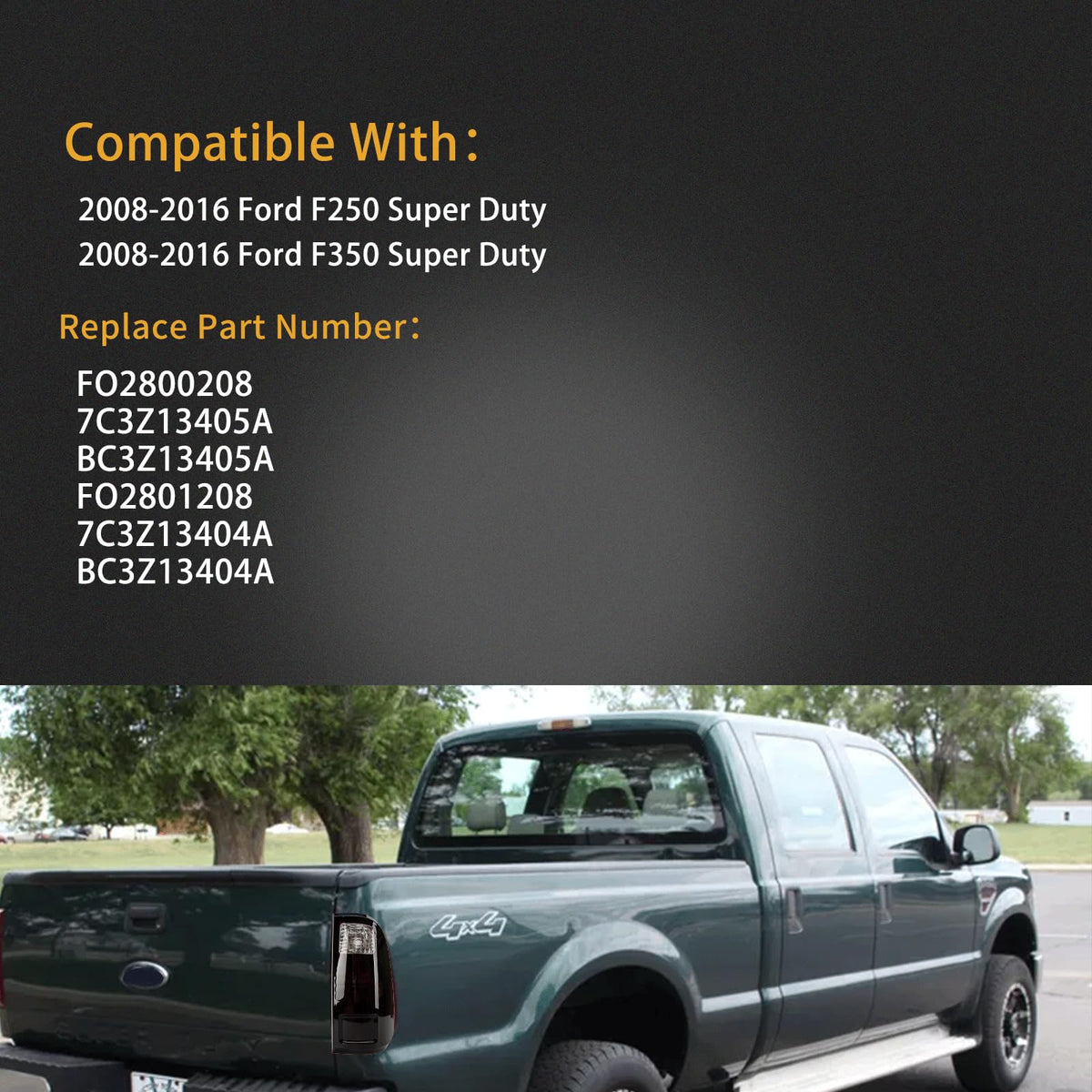 MiKaFex tail light on parked Super Duty illustrating improved rear visibility