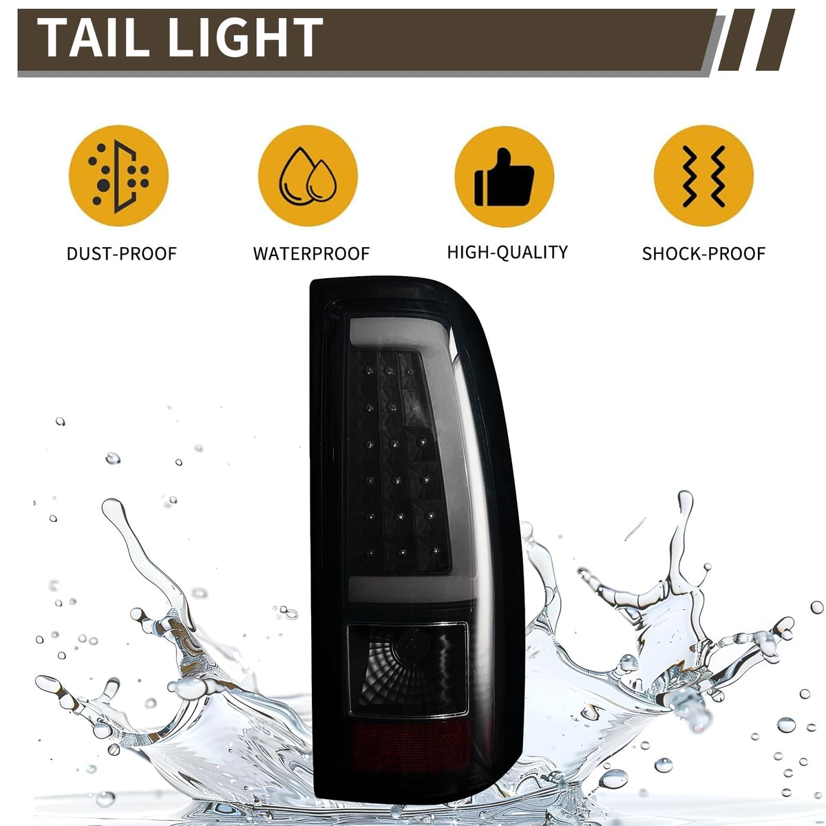 MiKaFex tail lights in packaging with label showing included parts and ready-to-install benefit