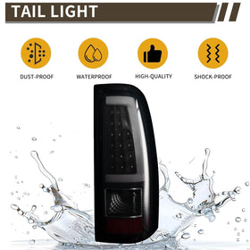 MiKaFex tail lights in packaging with label showing included parts and ready-to-install benefit