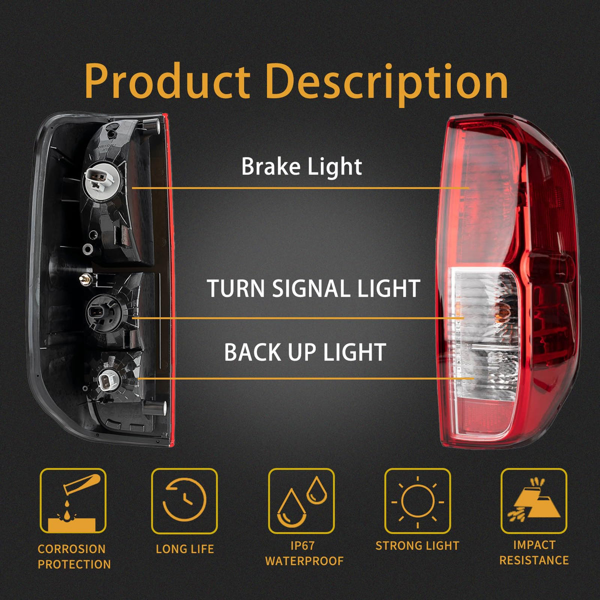 MiKaFex tail light side profile showing mounting points and durability