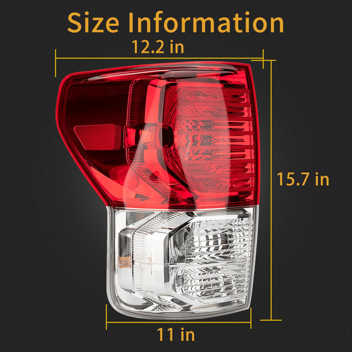 MiKaFex tail light size comparison with ruler showing correct fitment