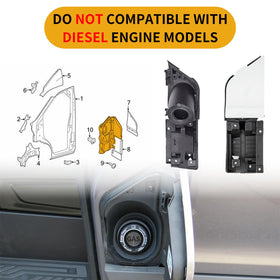 MiKaFex fuel door installed on Ford Transit demonstrating proper fit and secure closure