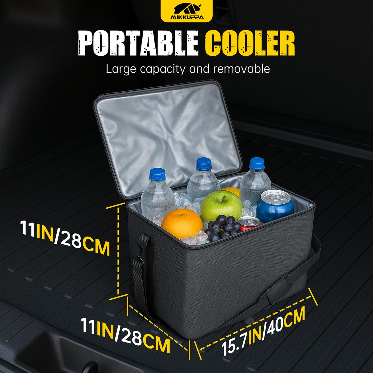 MIKKUPPA detachable cooler closeup showing insulated construction and leak protection