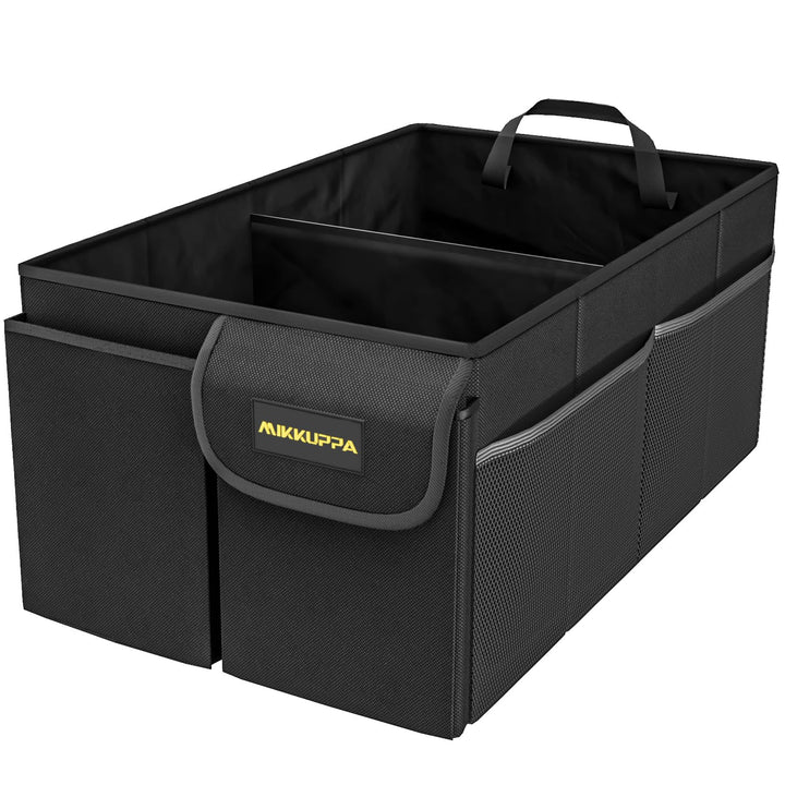 MIKKUPPA front view showing black trunk organizer and capacity benefit