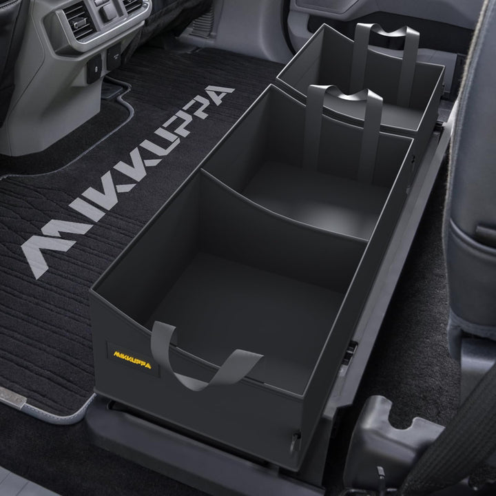 MIKKUPPA front view under-seat organizer showing neat storage and easy access