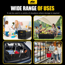 MIKKUPPA placed in SUV trunk illustrating tidy cargo and travel convenience benefit