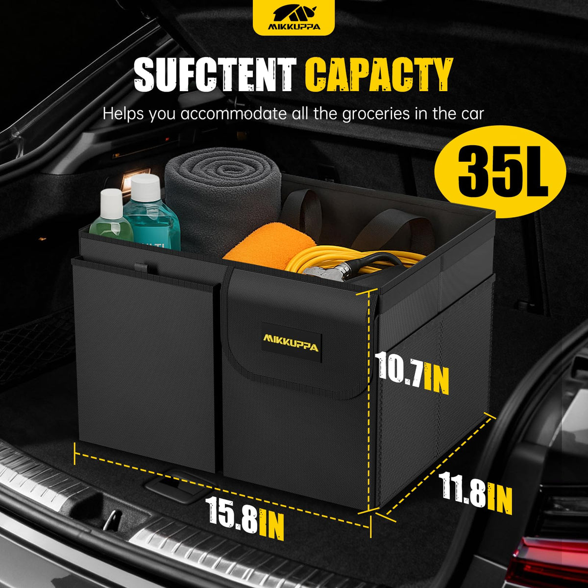 MIKKUPPA open organizer interior holding groceries for organized transport