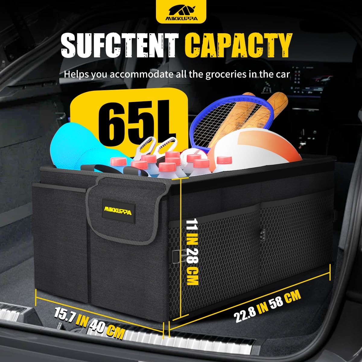 MIKKUPPA open top displaying interior pockets and structured walls for neat packing
