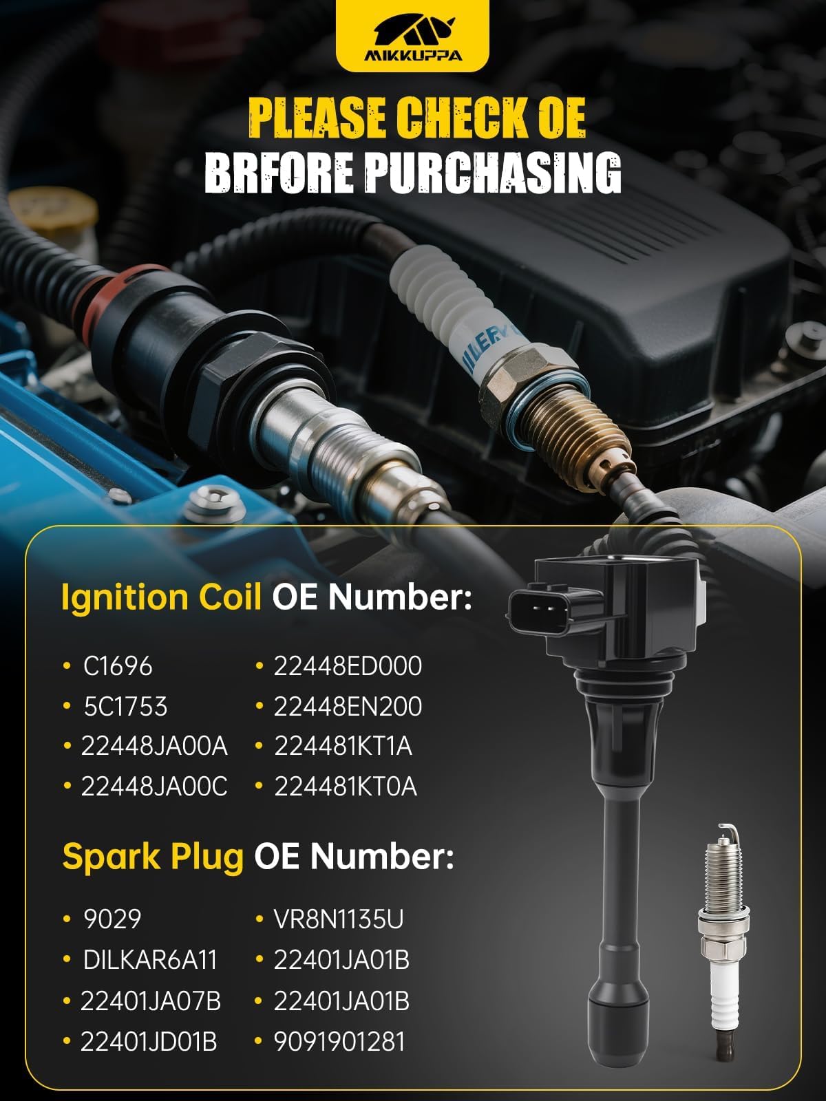 MIKKUPPA 9029 spark plug detail showing electrode and corrosion resistance