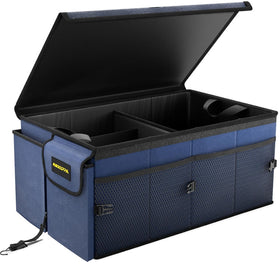 MIKKUPPA trunk organizer front view showing roomy storage and quick access benefit