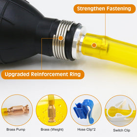 MILADO close-up of 10 ft PVC hose and grenade bulb for durable efficient pumping