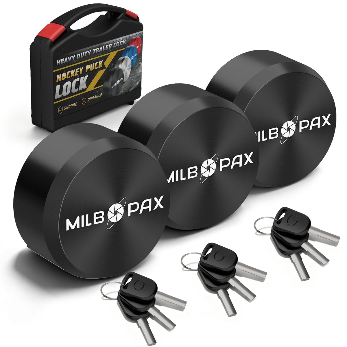 MILBOPAX front view of puck lock showing compact enclosed body and enhanced tamper resistance