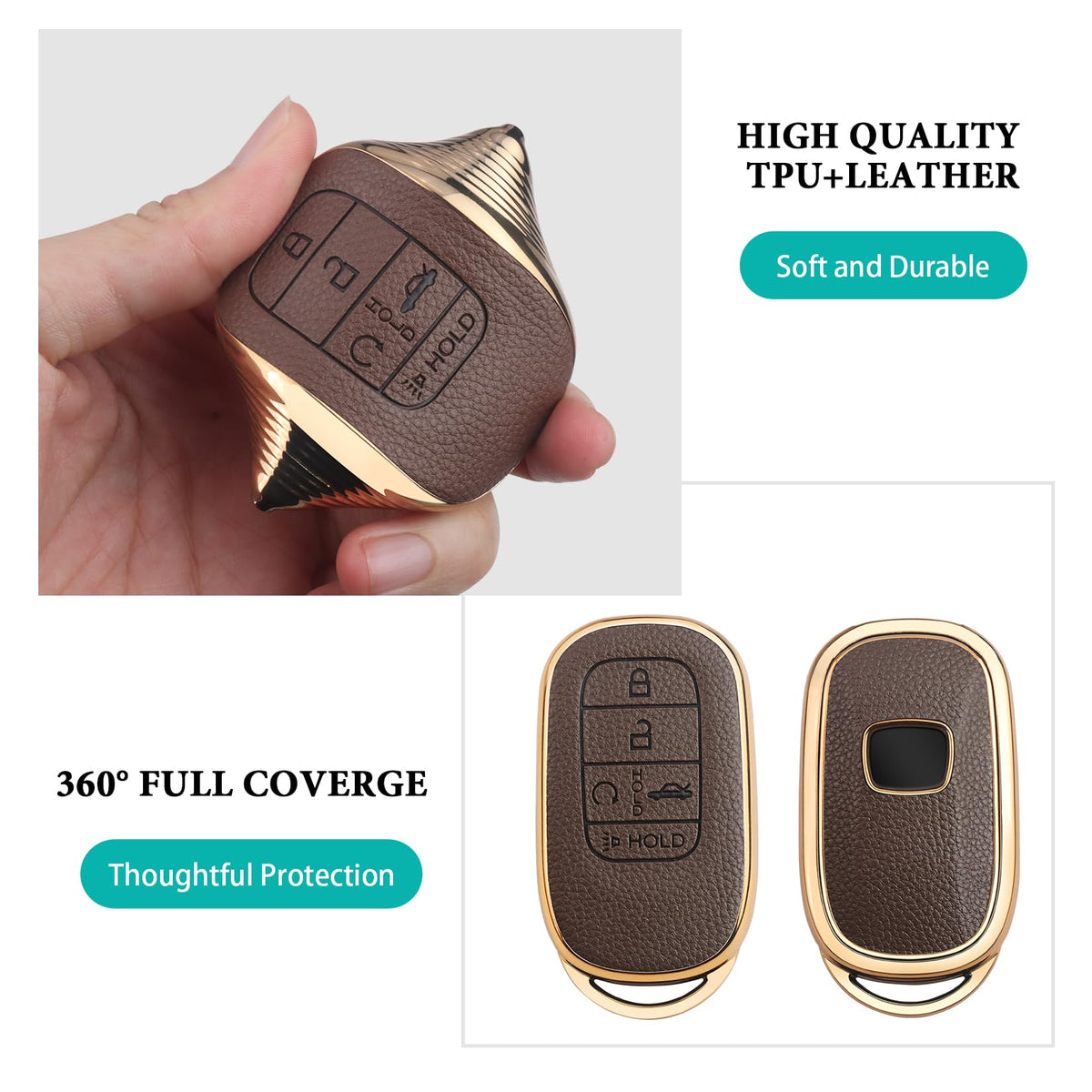 MILD EAST key fob in hand demonstrating ergonomic grip and ease of pressing