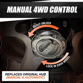 MILE MARKER hub installed on truck wheel illustrating OE-fit and easy swap-in benefit