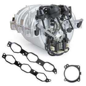 MILIPARTS intake manifold front view showing complete assembly and fitment advantage