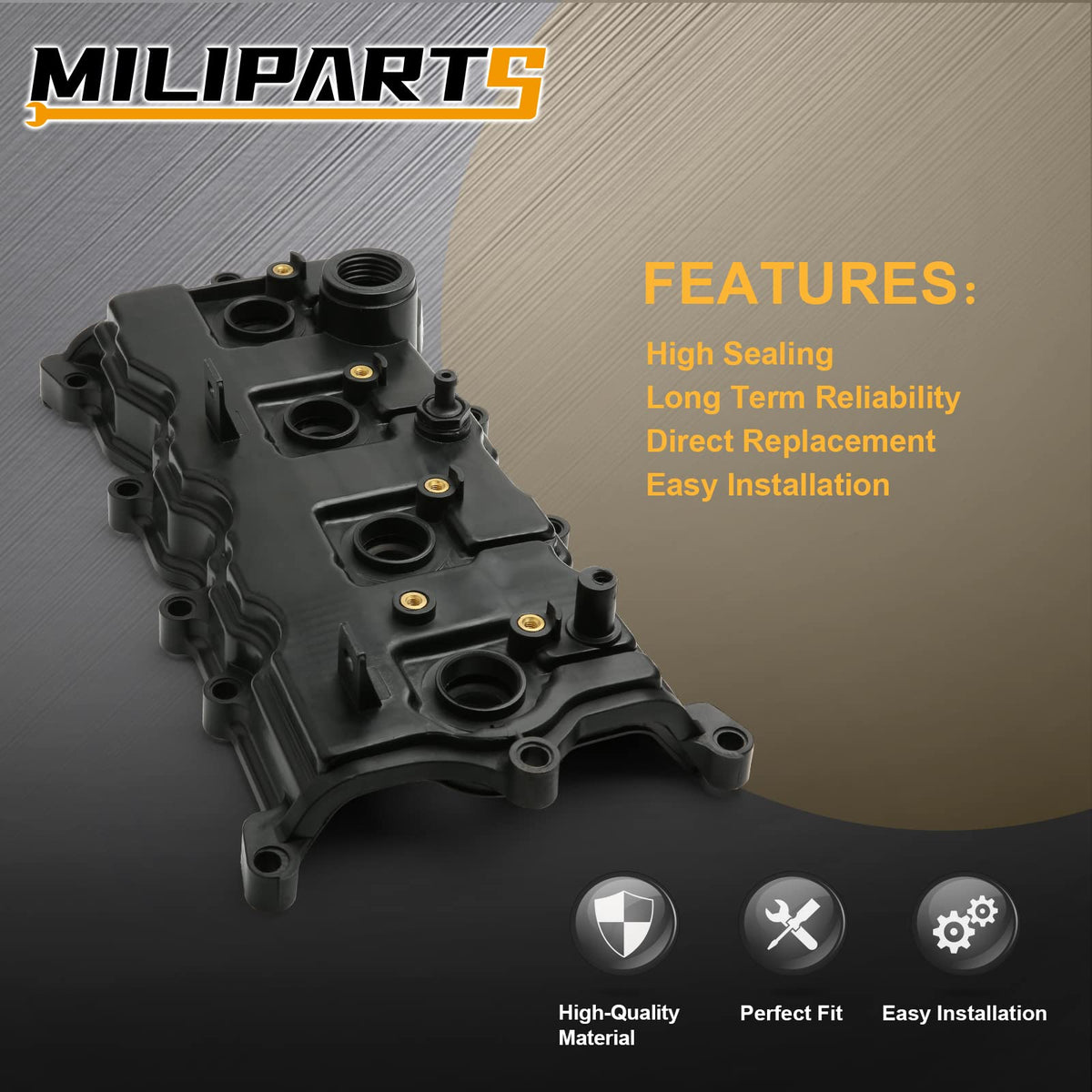 MILIPARTS spark plug seals and bolts laid out for complete top-end replacement