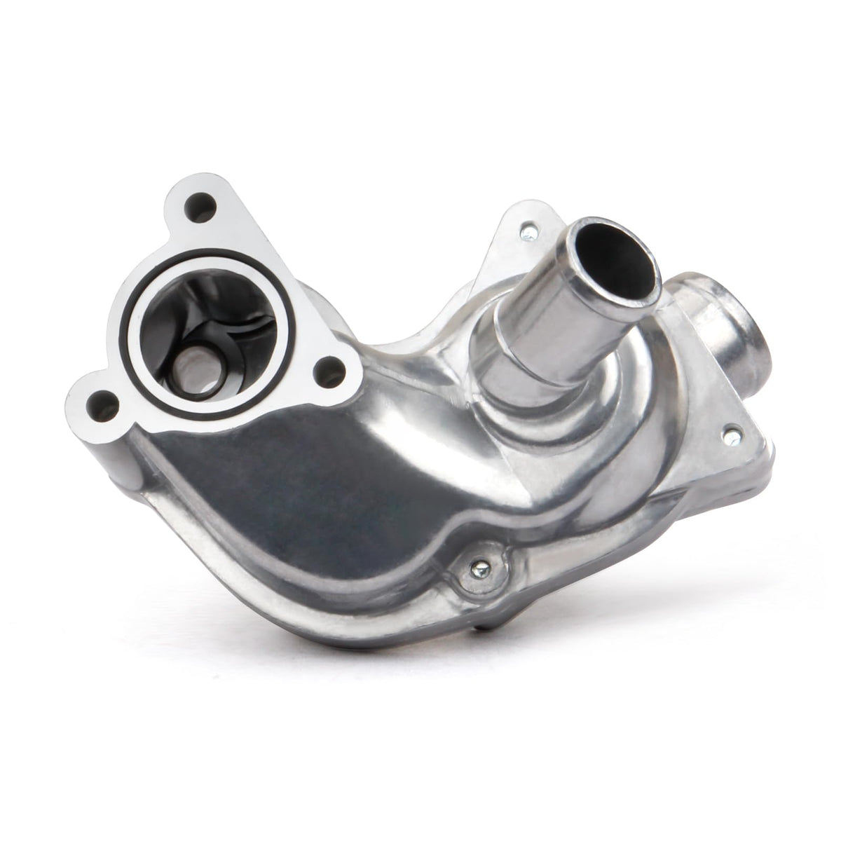 MILIPARTS thermostat housing installed under hood demonstrating OEM fitment benefit
