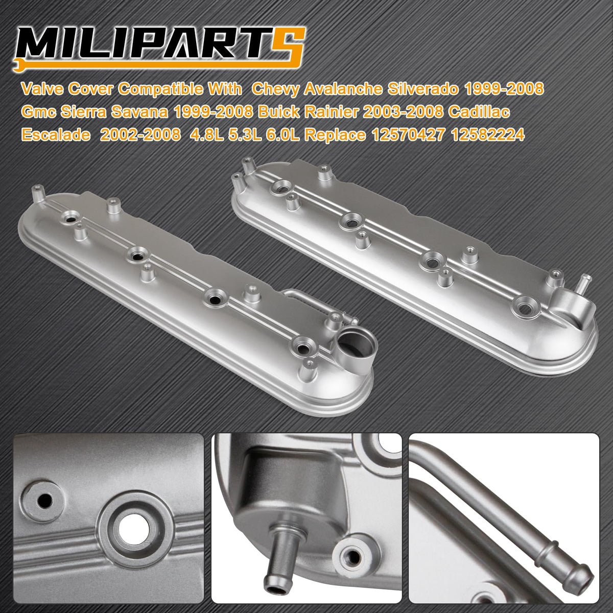 MILIPARTS valve cover close-up of gasket surface ensuring leak prevention