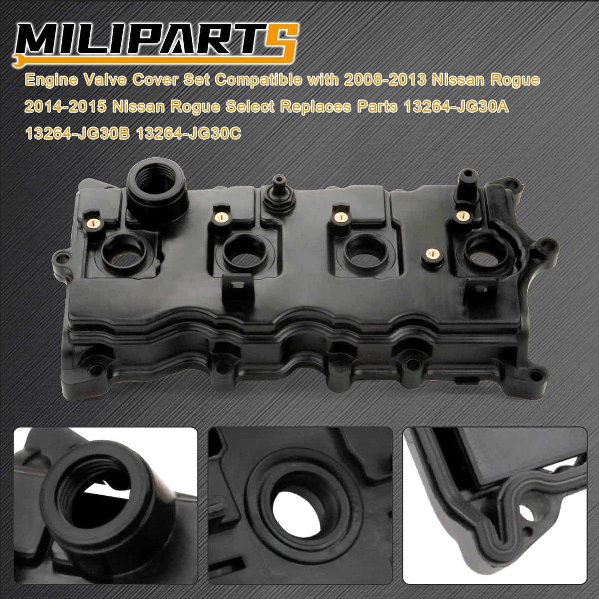 MILIPARTS valve cover close-up texture highlighting durable material and heat resistance