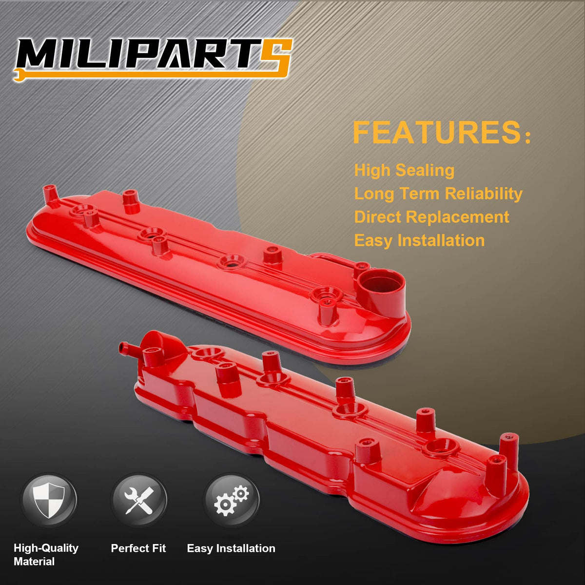 MILIPARTS valve cover installed in engine bay for proper fit benefit