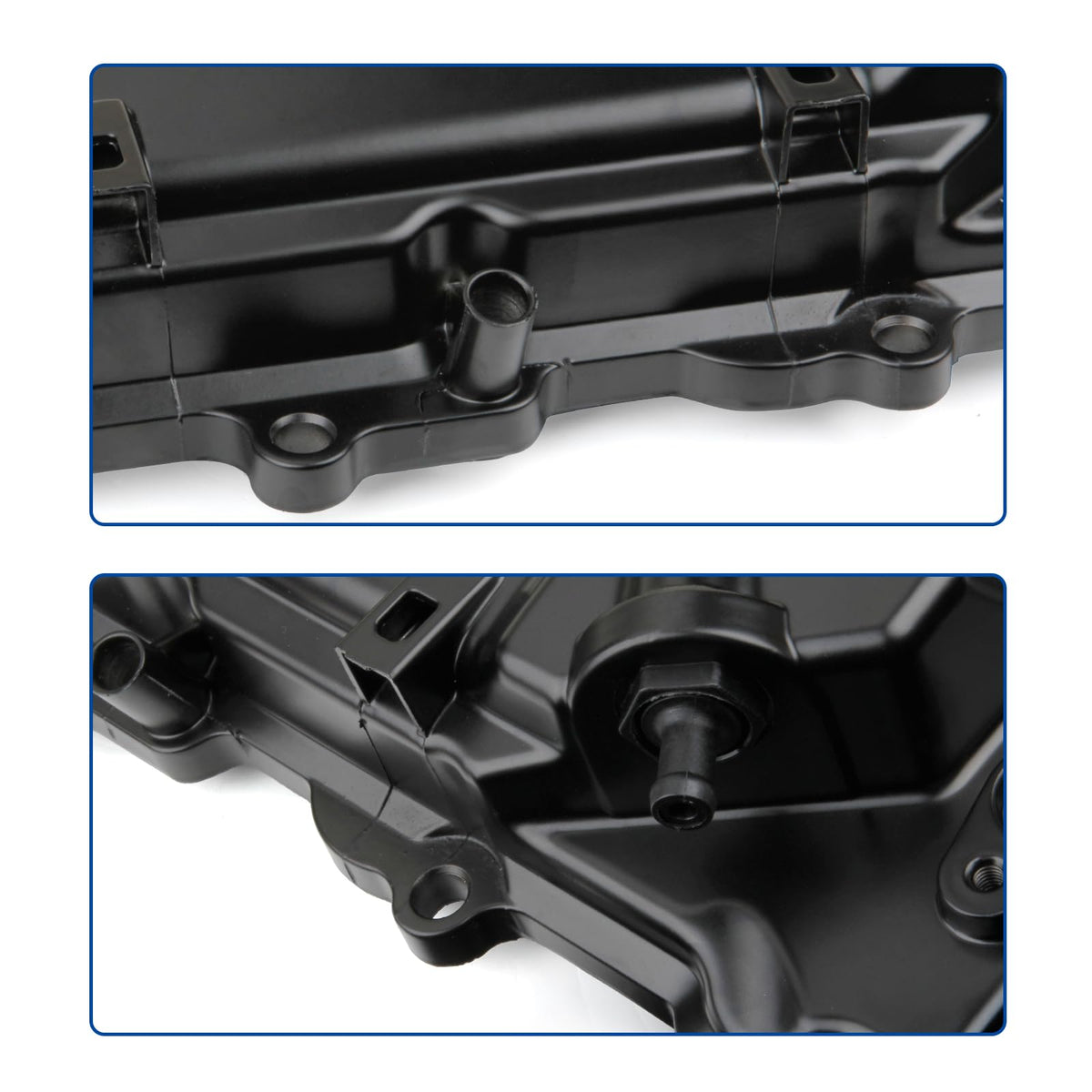 MILIPARTS valve cover installed on engine demonstrating direct-fit compatibility