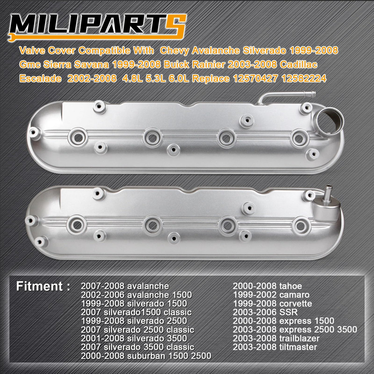 MILIPARTS valve cover side profile illustrating durable construction benefit