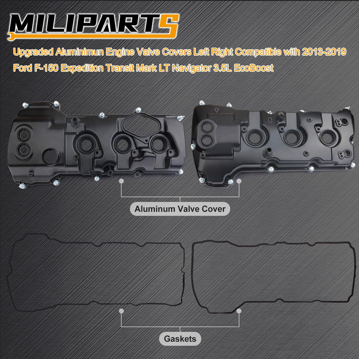 MILIPARTS valve cover beside ruler showing exact dimensions for accurate fitment