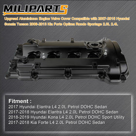 MILIPARTS valve cover top detail highlighting upgraded aluminum durability