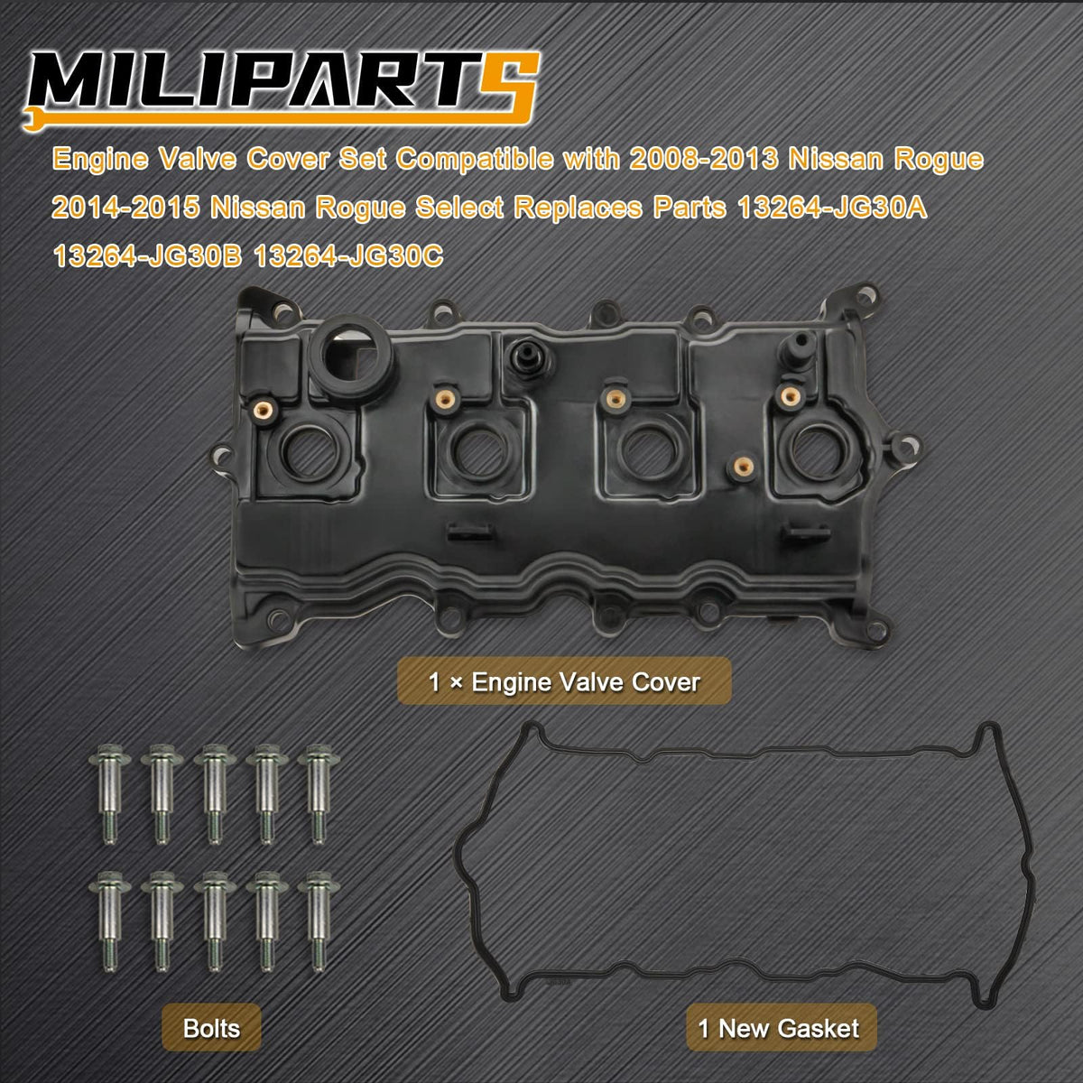 MILIPARTS valve cover PCV and vacuum port detail showing precise fit and serviceability