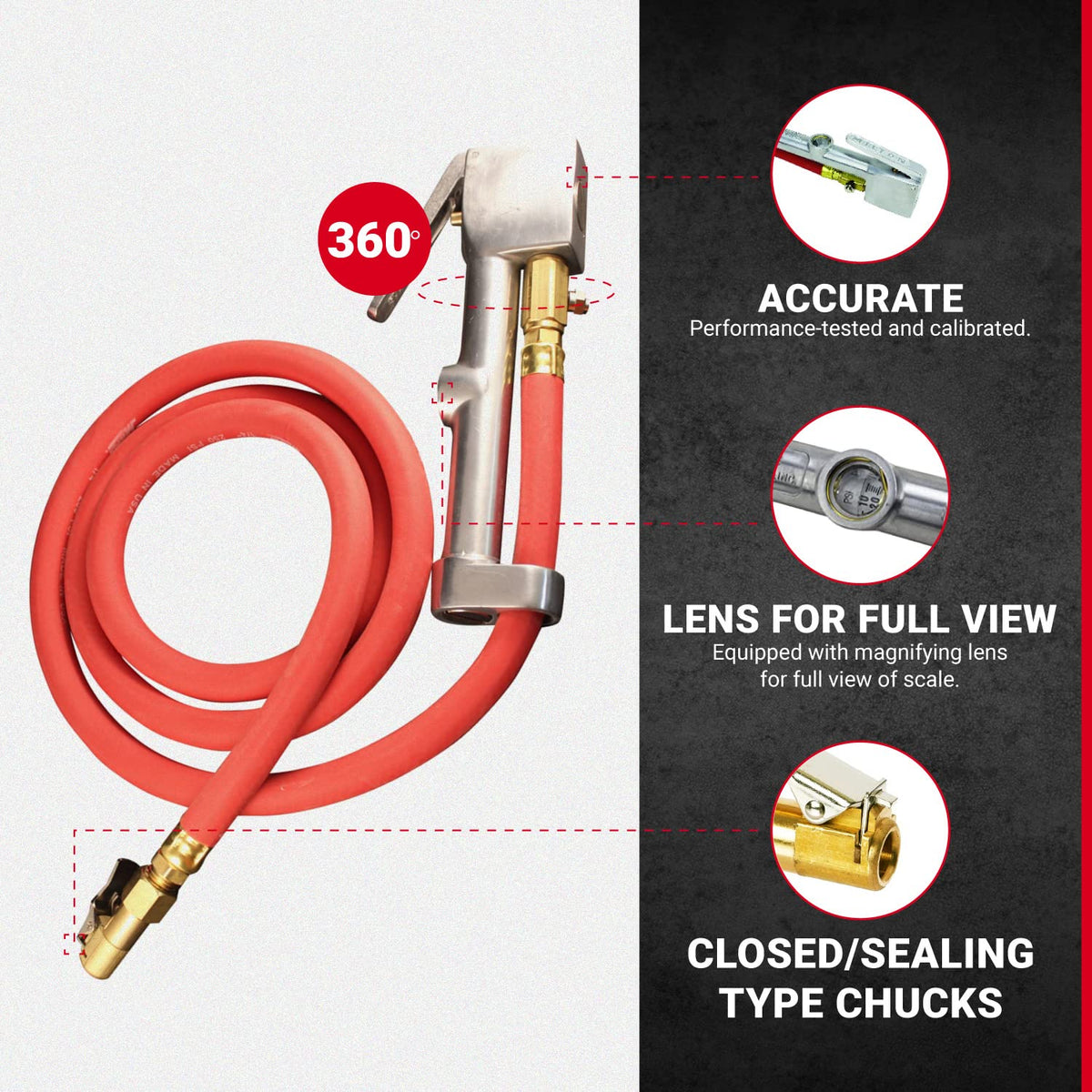 Milton straight clip-on chuck detail locks valve stem securely for hands-free use