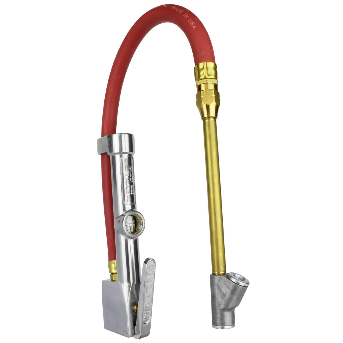 Milton front view of inflator gauge showing robust build and readable dial for reliable checks