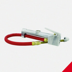 Milton S-506 in use on a car tire showing dual head access and hands-free positioning benefit