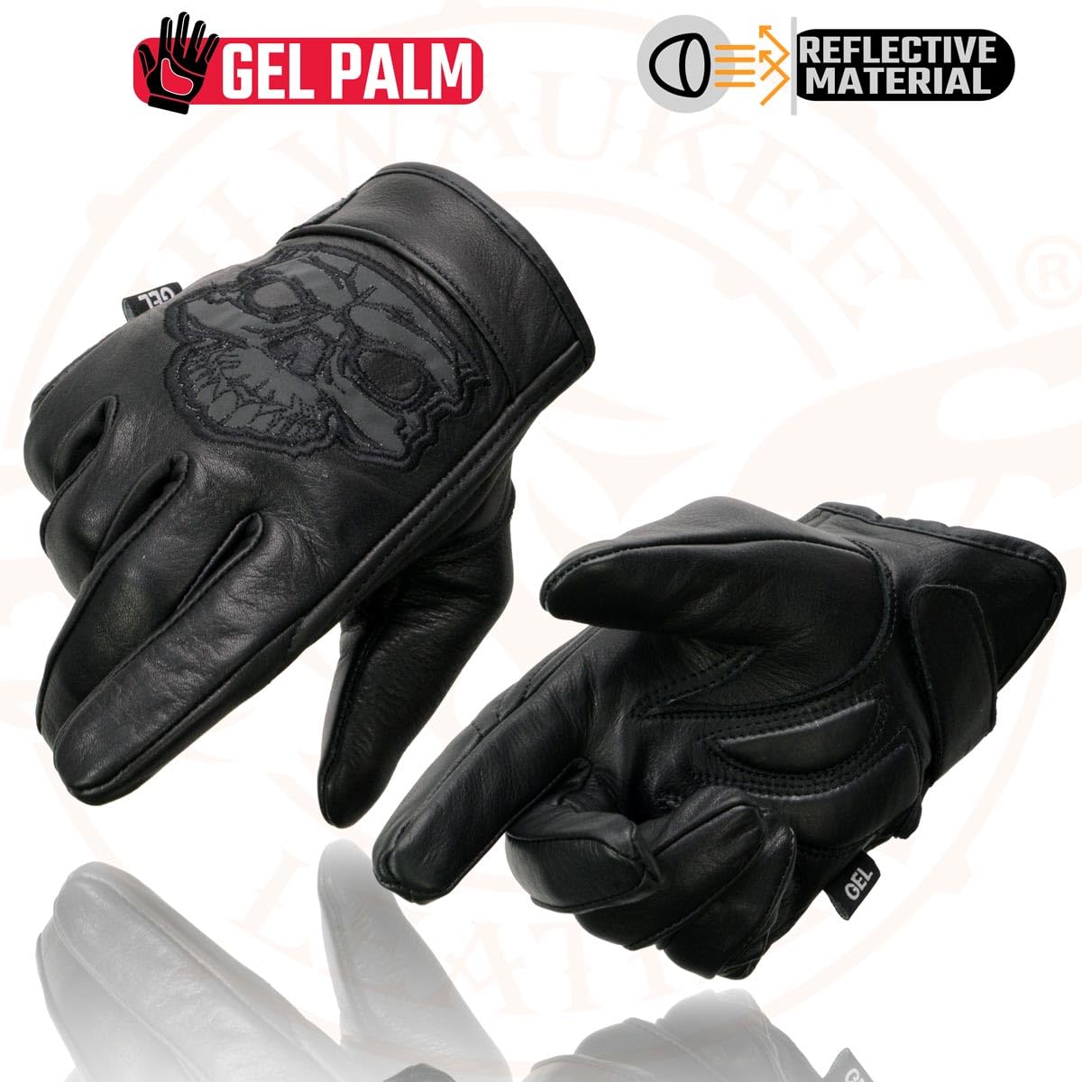 Milwaukee Leather glove next to ruler showing X-Large size reference benefit