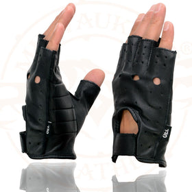 Milwaukee Leather gloves on a motorcycle handlebar showing grip and control